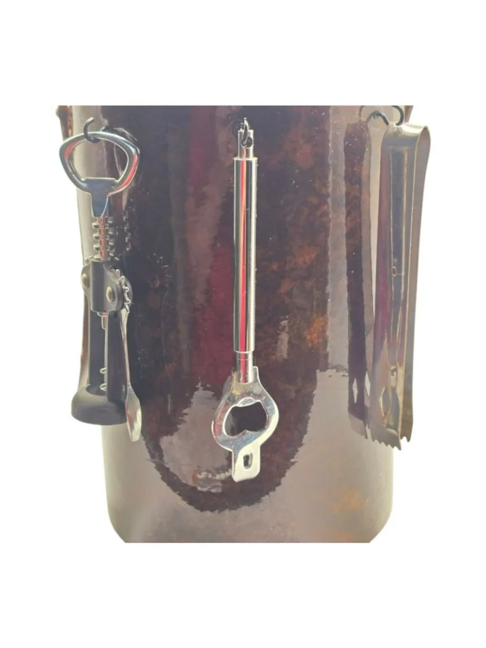 Vintage Georges Briard Barware Ice Bucket Tools Vinyl Faux Tortoiseshell Finish